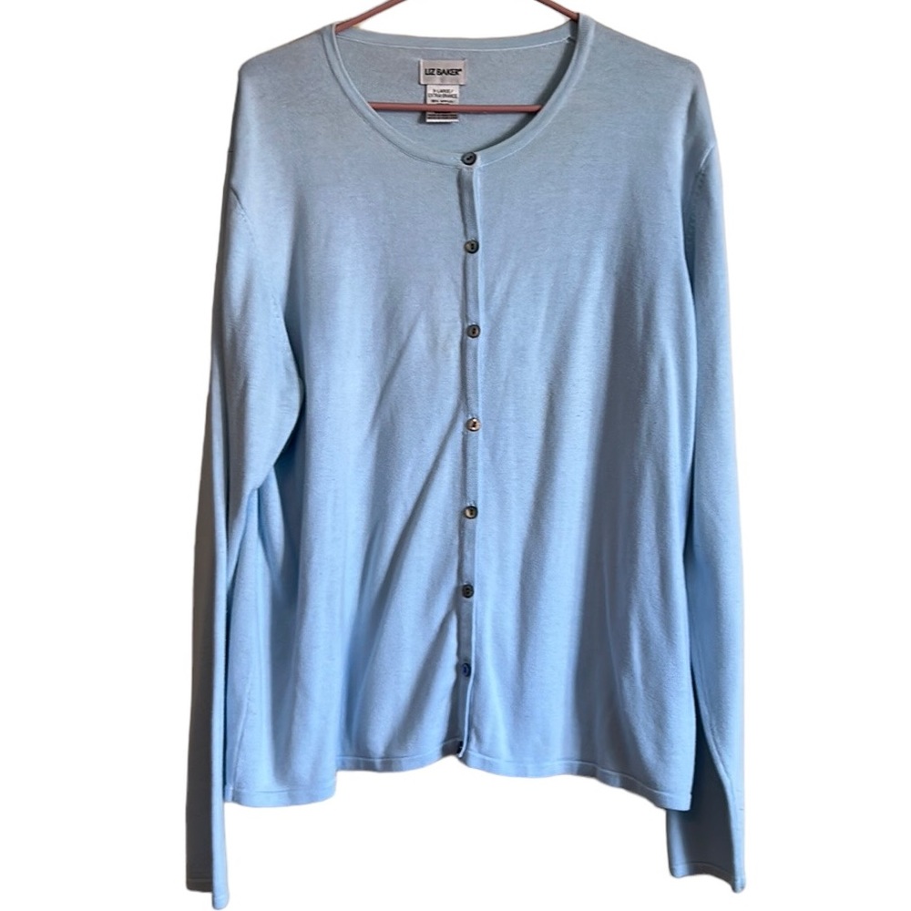 Liz Baker women’s cardigan‎ XL lightweight blue